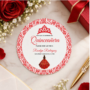 Adesivo Elegante Quinceañera Real Vermelha