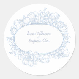 Adesivo Elegante Recepção de Casamento Azul Floral Casa Ab