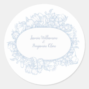 Adesivo Elegante Recepção de Casamento Azul Floral Casa Ab