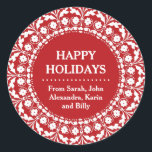 Adesivo Elegante Red and White Christmas Labels Folart<br><div class="desc">Etiquetas de natal tradicionais e felizes para os feriados elegantes para pacotes,  conservas,  bolsas de biscoitos de Natal.</div>