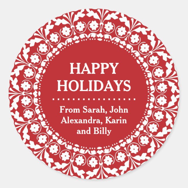 Adesivo Elegante Red and White Christmas Labels Folart (Frente)