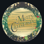 Adesivo Elegante Red e Green Christmas<br><div class="desc">Elegante Natal Vermelho e Verde Este bonitinho adesivo de Natal apresenta um elegante ouro, design vermelho e verde e as palavras Feliz Natal. Este adesivo seria excelente para decorar suas embalagens, reserva de sucata ou colocá-la em sua correspondência de Natal. Este adesivo também está disponível em dois tamanhos diferentes. ⭐...</div>