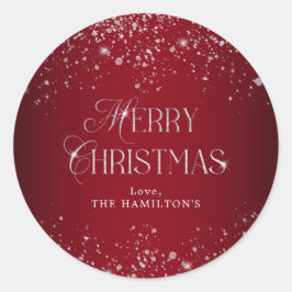 Adesivo Elegante Red Silver Glitter Feliz Natal