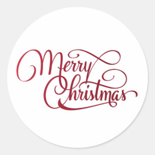 Adesivo Elegante Red Swirl Script Feliz Feriado de Natal