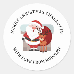 Adesivo Elegante Reindeer & Papais noeis Nome da Família d
