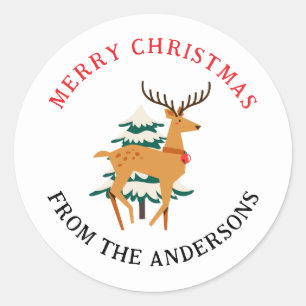 Adesivo Elegante Reindeer & Papais noeis Nome da Família d