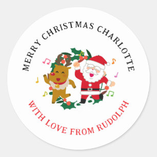Adesivo Elegante Reindeer & Papais noeis Nome da Família d