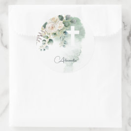 Adesivo Elegante religioso Rosa Cruz Verde