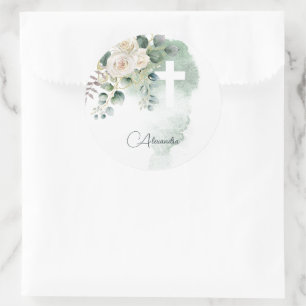 Adesivo Elegante religioso Rosa Cruz Verde
