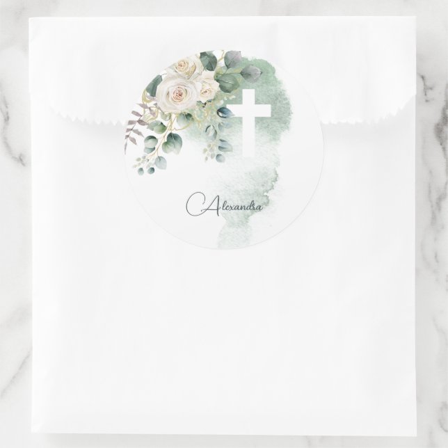 Adesivo Elegante religioso Rosa Cruz Verde (Bolsa)