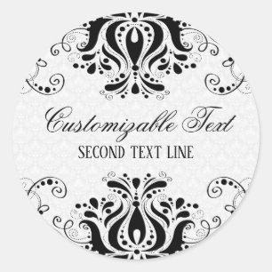 Adesivo Elegante Renda Floral Preta e Damaskos Brancos