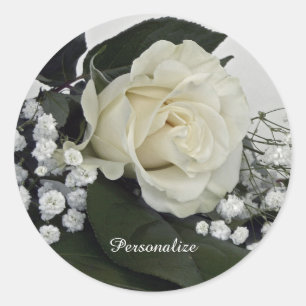 Adesivo Elegante & Romântica Rosa Branca Personalizada