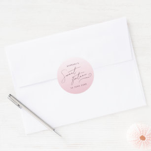 Adesivo Elegante Rosa Bege Ombre Script Sweet Sixteen