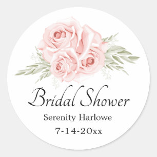 Adesivo Elegante Rosa Bege Rosa Floral Chuveiro Nupcial Qu