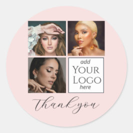 Adesivo Elegante Rosa Bege Script 3 Foto Logo Maquiagem 