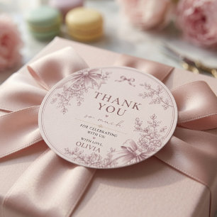 Adesivo Elegante Rosa Beijo Floral Obrigado 