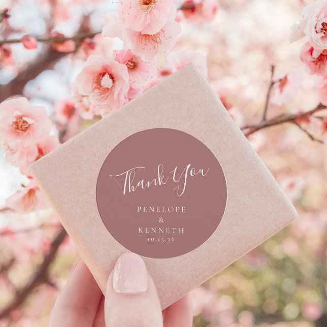 Adesivo Elegante Rosa de Dusty de Casamento Personalizado  (Criador carregado)