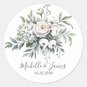 Adesivo Elegante Rosa de Hortênsia em Aquarela Casamento F