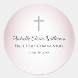 Adesivo Elegante Rosa Dourada Simple Cross First Communing