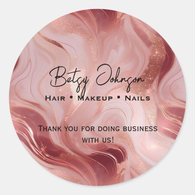 Adesivo Elegante Rosa Dourado e brilhante Obrigado (Frente)