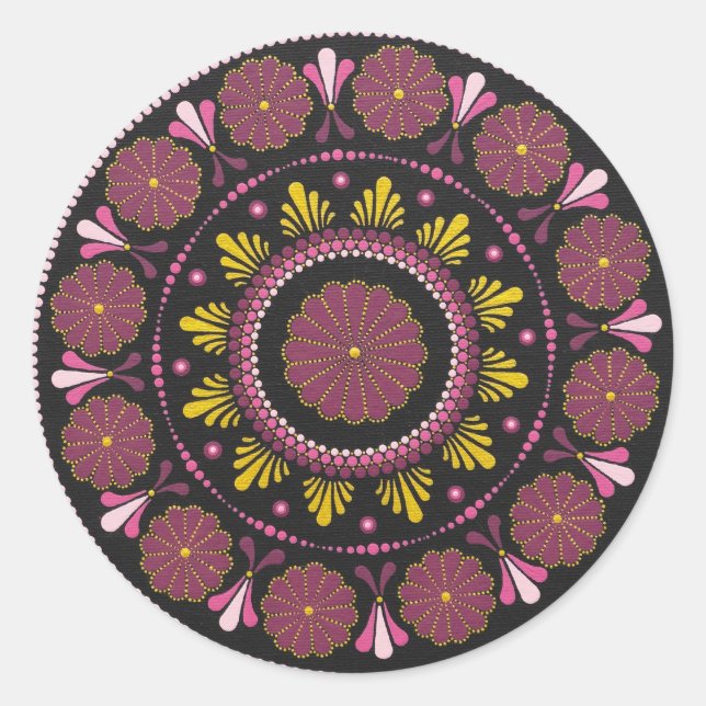 Adesivo Elegante rosa Dourado Mandala, Boho Zen Dot Art Fl (Frente)