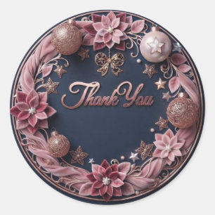 Adesivo Elegante Rosa Dourado & Rosa Veludo Floral Obrigad