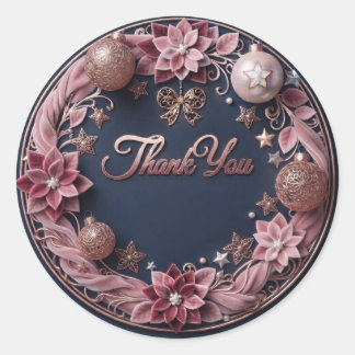 Adesivo Elegante Rosa Dourado & Rosa Veludo Floral Obrigad