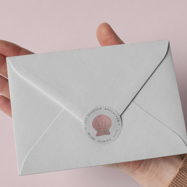 Adesivo Elegante ROSA DOURADO SEASHELL endereço de devoluç (Criador carregado)