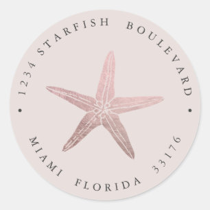 Adesivo Elegante ROSA DOURADO Starfish Endereço de devoluç