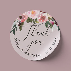 Adesivo Elegante rosa empoeirada. Floral obrigado casament