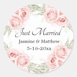 Adesivo Elegante Rosa Floral Casamento Recém-Casados