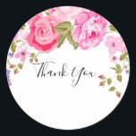 Adesivo Elegante Rosa Floral Obrigado<br><div class="desc">Elegante Floral Rosa, Obrigado Clássico Pau Redondo. Elegante Floral Rosa, Obrigado Clássico Pau Redondo. Este obrigado floral romântico e elegante que vocês colam é perfeito para casamentos e todas as ocasiões. O design floral é uma cascata de flores cor-de-rosa. Mantenha como está ou personalize as etiquetas do adesivo com o(s)...</div>