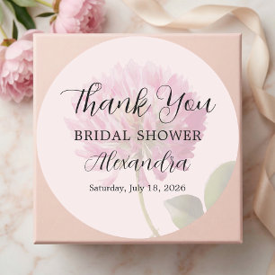 Adesivo Elegante Rosa Flores Bridal Shower Obrigado