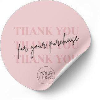 Adesivo Elegante Rosa Obrigado Por Sua Compra Empresarial 