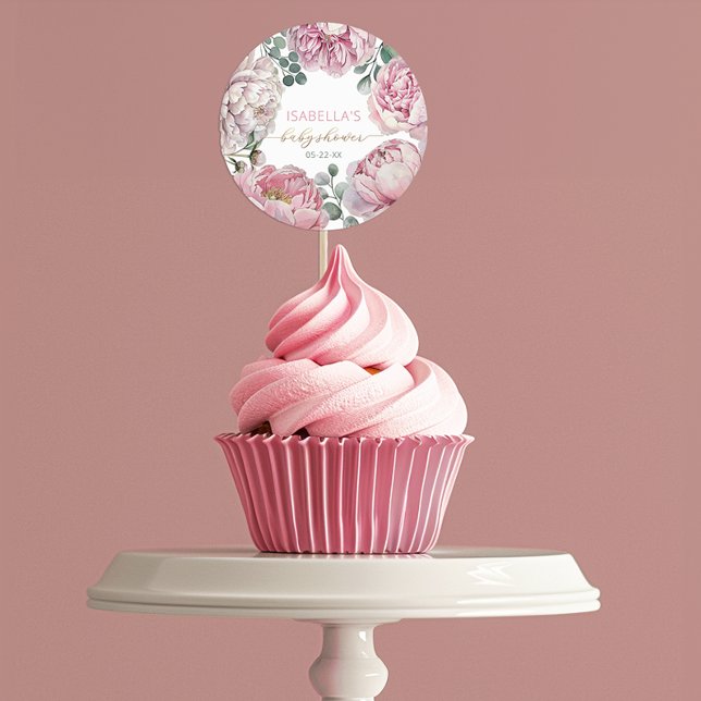 Adesivo Elegante Rosa, Peony e Greenery Girl Chá de fralda (Sticker favor for many uses)