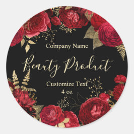 Adesivo Elegante Rosa vermelha Floral Beleza Cosmética Spa