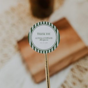 Adesivo Elegante Rótulo de Agradecimento de Casamento Verd