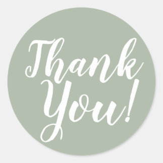 Adesivo Elegante Rótulo de Agradecimento em Verde Sage com