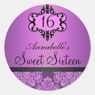 Adesivo Elegante Roxo Chic Damask Sweet 16