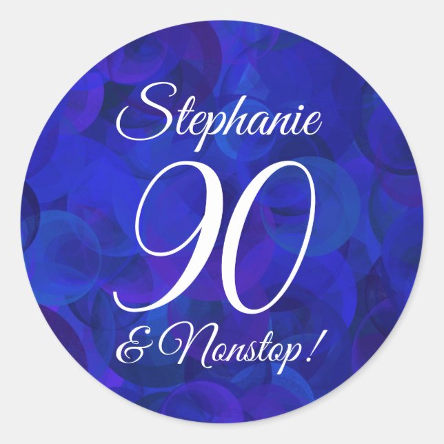 Adesivo Elegante Royal Blue 90 e Favor de Aniversário Sem  (Frente)