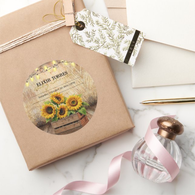 Adesivo Elegante Russo Crato de Girassol Chá de fraldas Mo (Presentear)