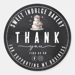 Adesivo Elegante Rustic Black White Bakery Obrigado