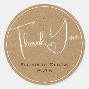 Adesivo Elegante Rustic Kraft Paper Simples Obrigado Rótul