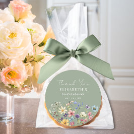 Adesivo Elegante Sage Green Floral Obrigado Chá de panela