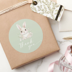 Adesivo Elegante Sage Green Little Bunny Obrigado Sticker