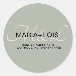 Adesivo Elegante Sage Green Pink Weded Monogrammed