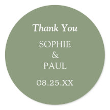 Elegante Sage Green Weding Obrigado Sticker
