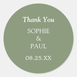 Adesivo Elegante Sage Green Weding Obrigado Sticker