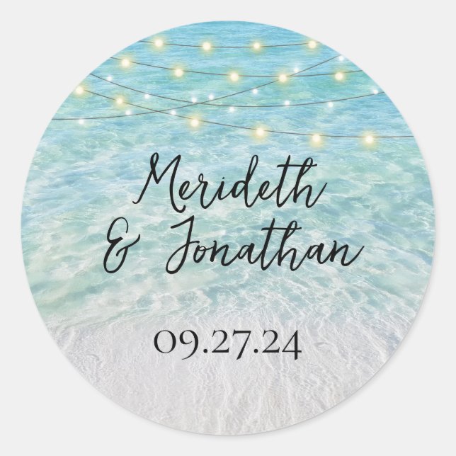 Adesivo Elegante Sandy Beach Sea Glass Script (Frente)