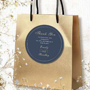 Adesivo Elegante Script Dourado Branco Fundo Azul-Marinho 